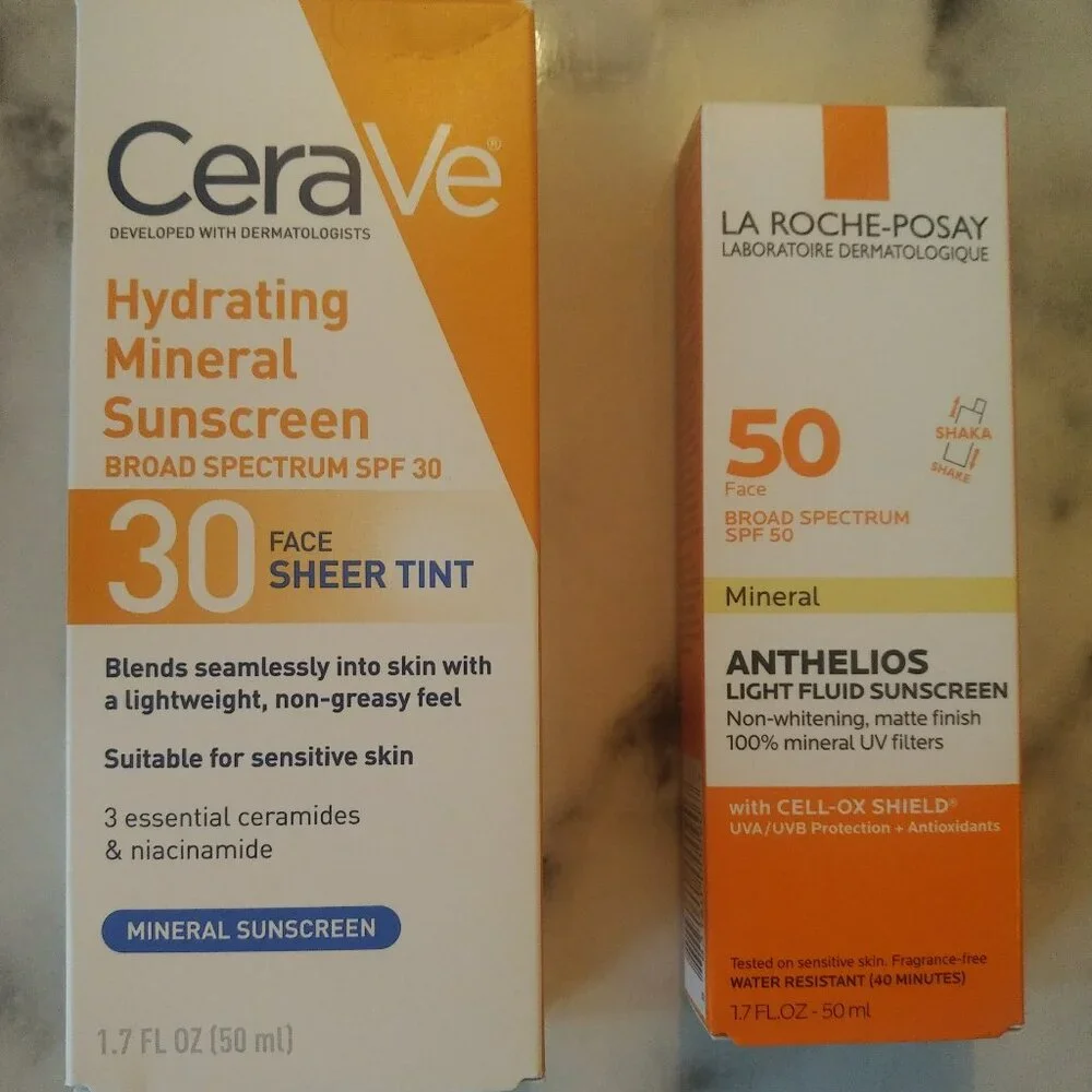 Full Size Sunscreen Bundle - La Roche Posay SPF 50 & CeraVe SPF 30 Mineral - NEW